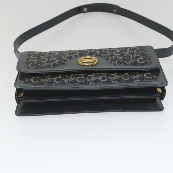 CELINE C Macadam Canvas Horse Carriage Shoulder Bag Navy Auth ar10605B - Picture 5 of 16